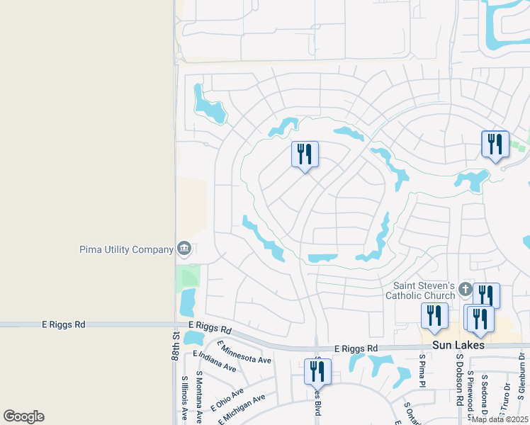 map of restaurants, bars, coffee shops, grocery stores, and more near 24324 South Lakeway Circle Southwest in Sun Lakes