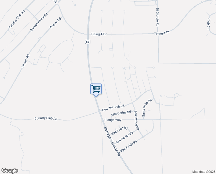 map of restaurants, bars, coffee shops, grocery stores, and more near 3401 Carillo Road in Borrego Springs