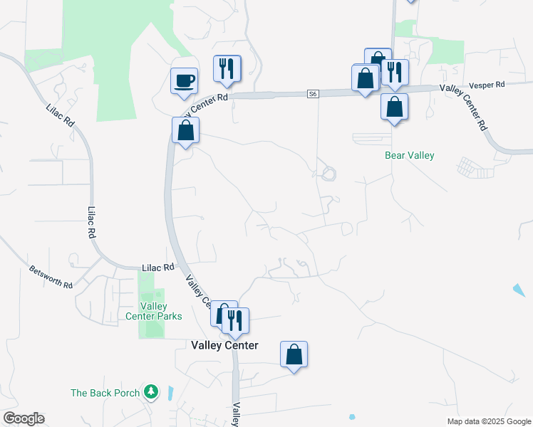 map of restaurants, bars, coffee shops, grocery stores, and more near 28320 Serenity Path in Valley Center