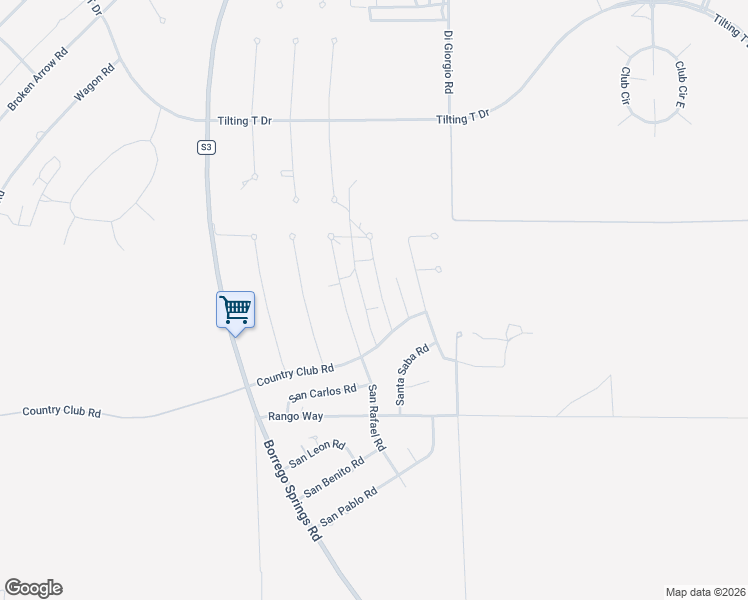 map of restaurants, bars, coffee shops, grocery stores, and more near 3424 El Tejon Road in Borrego Springs
