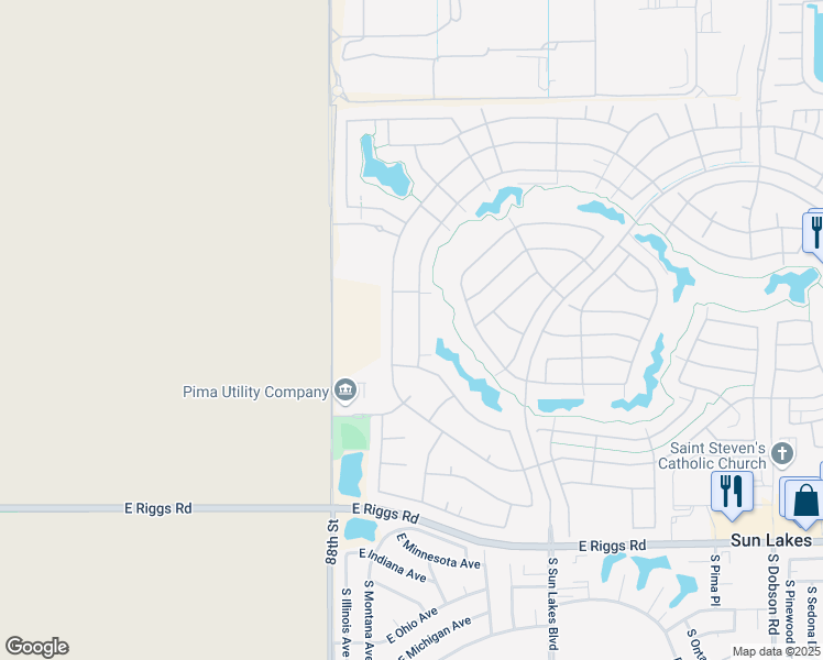 map of restaurants, bars, coffee shops, grocery stores, and more near 24403 South Agate Drive in Sun Lakes