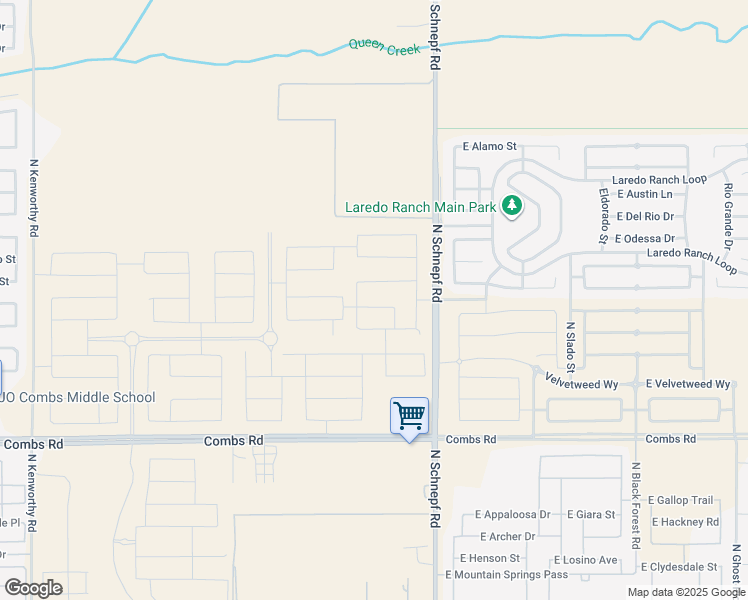 map of restaurants, bars, coffee shops, grocery stores, and more near 38162 North La Grange Lane in Queen Creek
