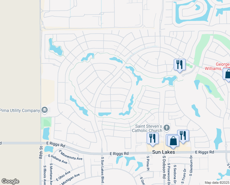 map of restaurants, bars, coffee shops, grocery stores, and more near 9314 East Rocky Lake Drive in Sun Lakes