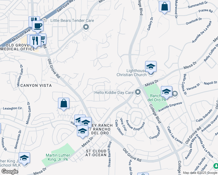 map of restaurants, bars, coffee shops, grocery stores, and more near 1019 Turnstone Way in Oceanside