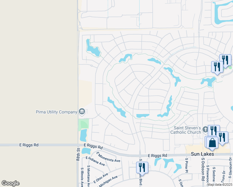 map of restaurants, bars, coffee shops, grocery stores, and more near 24324 South Lakeway Circle Southwest in Sun Lakes
