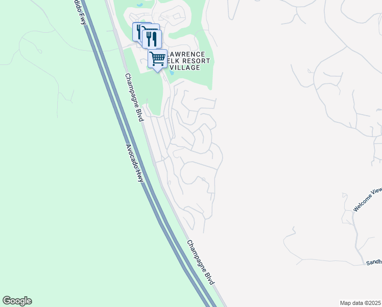 map of restaurants, bars, coffee shops, grocery stores, and more near 8975 Lawrence Welk in Escondido