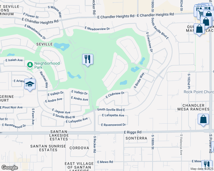 map of restaurants, bars, coffee shops, grocery stores, and more near 6874 South Pinehurst Drive in Gilbert