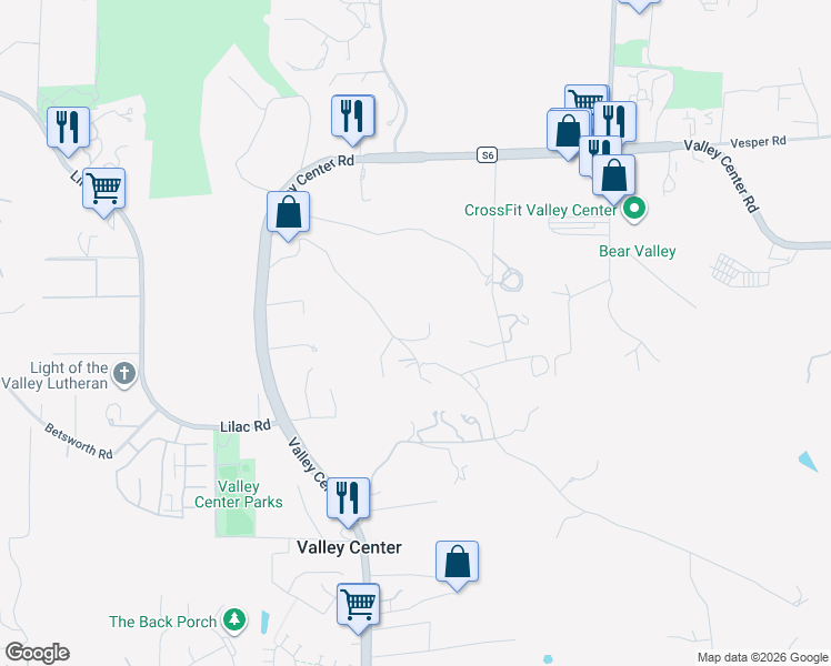 map of restaurants, bars, coffee shops, grocery stores, and more near 28320 Serenity Path in Valley Center
