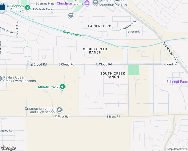 map of restaurants, bars, coffee shops, grocery stores, and more near 24524 221st Place in Queen Creek