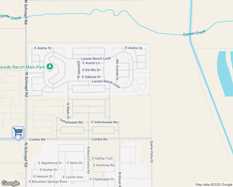 map of restaurants, bars, coffee shops, grocery stores, and more near 4605 East Longhorn Street in San Tan Valley