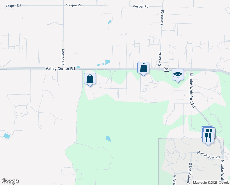 map of restaurants, bars, coffee shops, grocery stores, and more near 30811 Hilltop View court in Valley Center