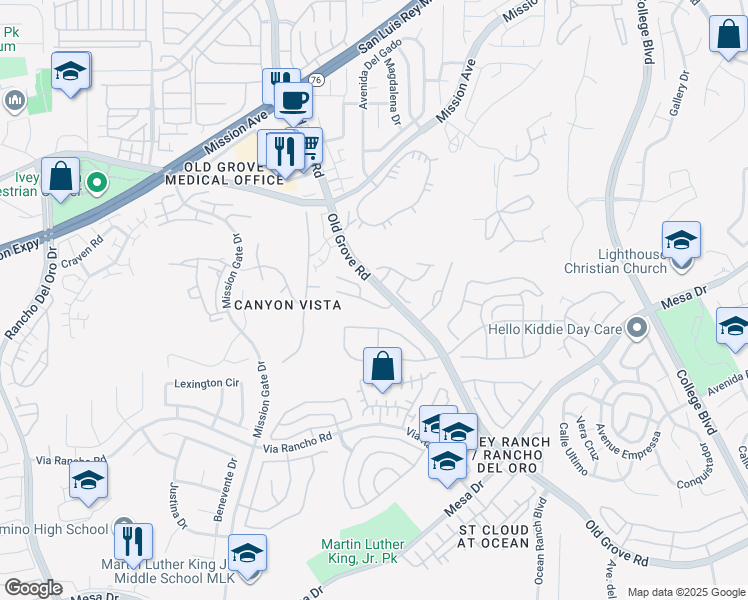 map of restaurants, bars, coffee shops, grocery stores, and more near 4320 Black Duck Way in Oceanside