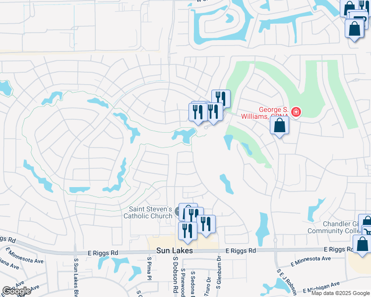map of restaurants, bars, coffee shops, grocery stores, and more near 9637 East Arrowvale Drive in Sun Lakes
