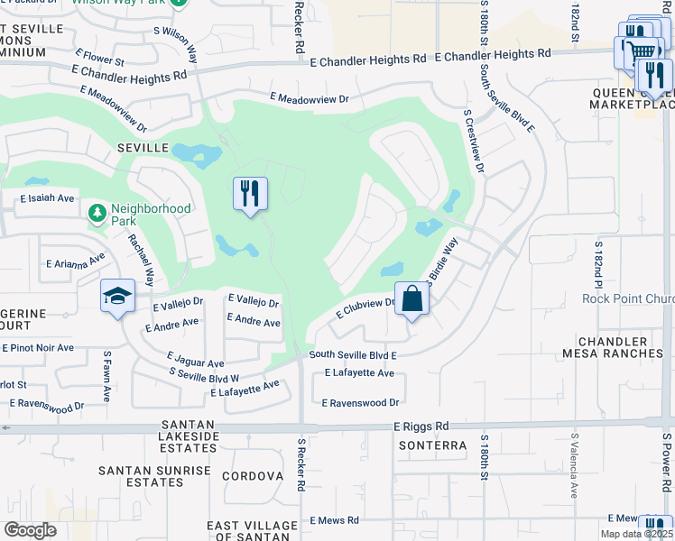 map of restaurants, bars, coffee shops, grocery stores, and more near 6874 South Pinehurst Drive in Gilbert