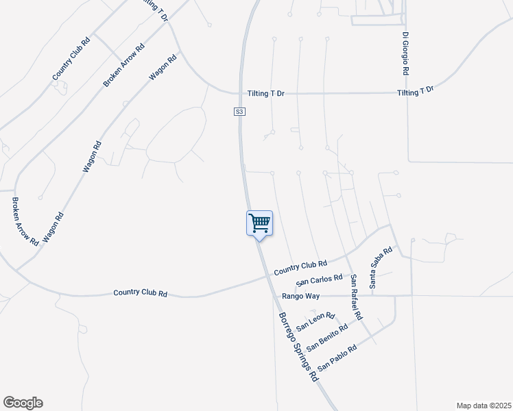 map of restaurants, bars, coffee shops, grocery stores, and more near Borrego Springs Road in Borrego Springs