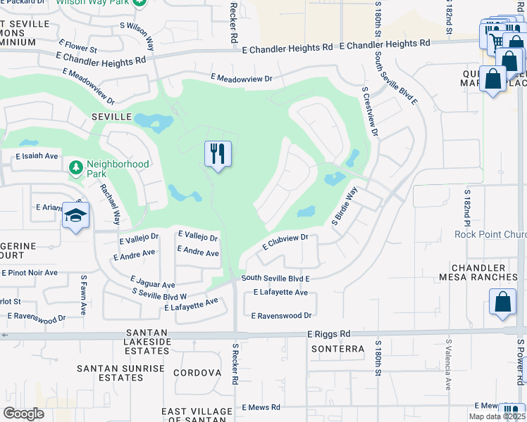 map of restaurants, bars, coffee shops, grocery stores, and more near 6874 South Pinehurst Drive in Gilbert