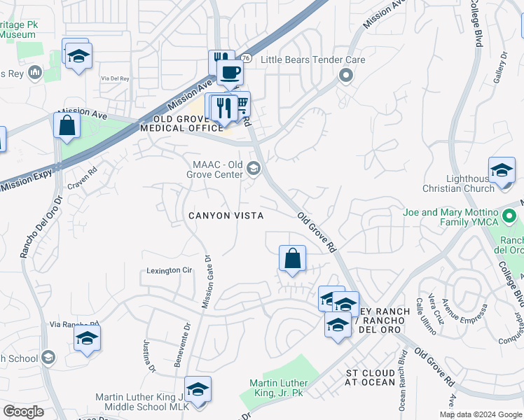map of restaurants, bars, coffee shops, grocery stores, and more near 4269 Black Duck Way in Oceanside