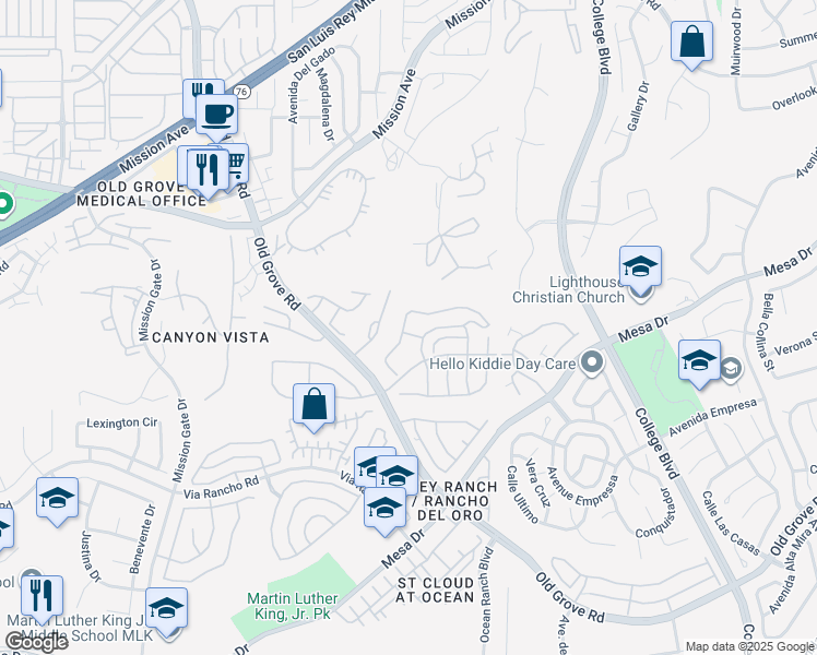 map of restaurants, bars, coffee shops, grocery stores, and more near 4452 Kittiwake Way in Oceanside