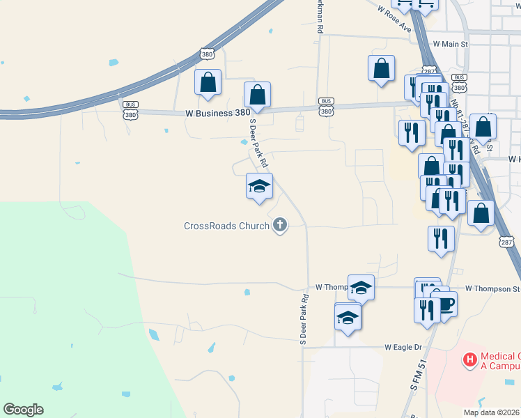 map of restaurants, bars, coffee shops, grocery stores, and more near 1300 South Deer Park Road in Decatur