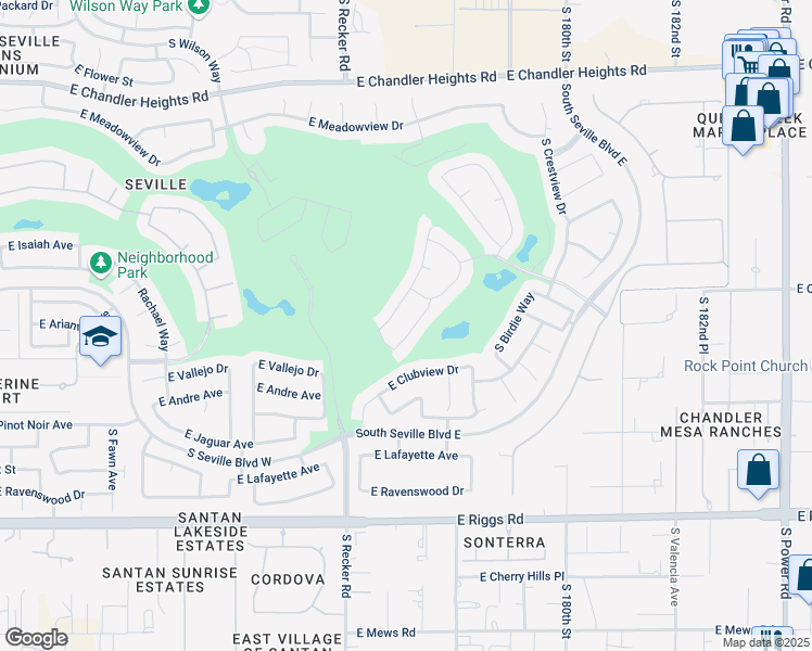 map of restaurants, bars, coffee shops, grocery stores, and more near 6844 South Pinehurst Drive in Gilbert