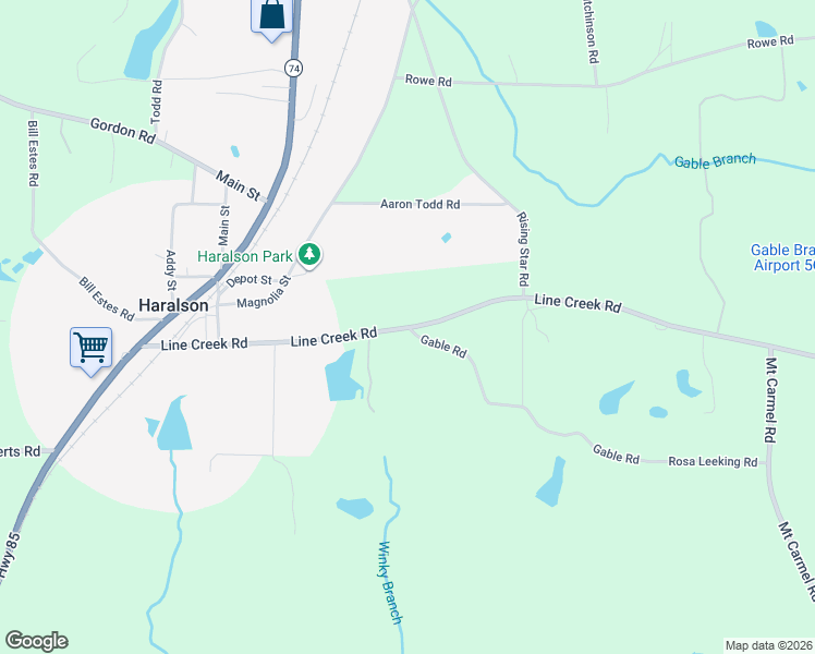 map of restaurants, bars, coffee shops, grocery stores, and more near 303 Line Creek Rd in Senoia