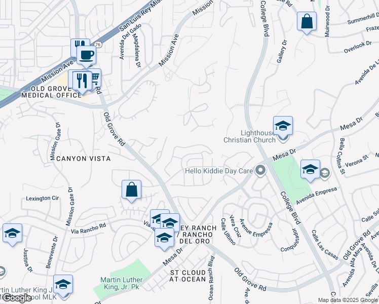 map of restaurants, bars, coffee shops, grocery stores, and more near 4469 Albatross Way in Oceanside