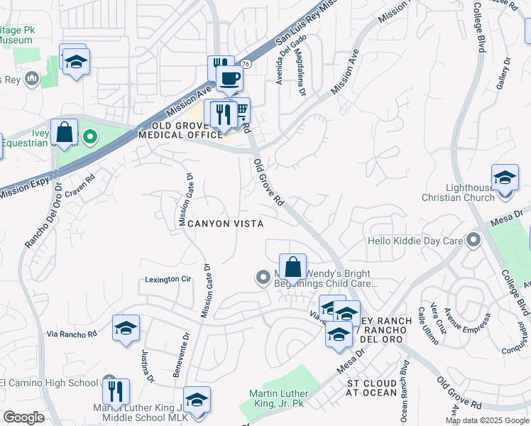 map of restaurants, bars, coffee shops, grocery stores, and more near 4276 Black Duck Way in Oceanside