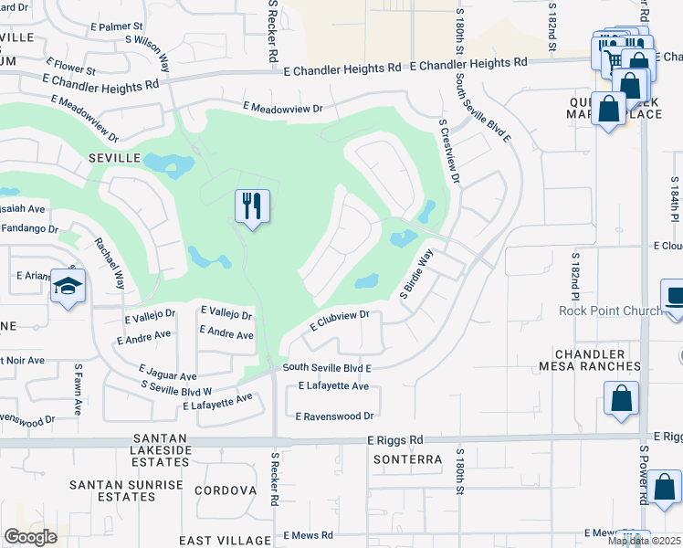 map of restaurants, bars, coffee shops, grocery stores, and more near 6816 South Pinehurst Drive in Gilbert