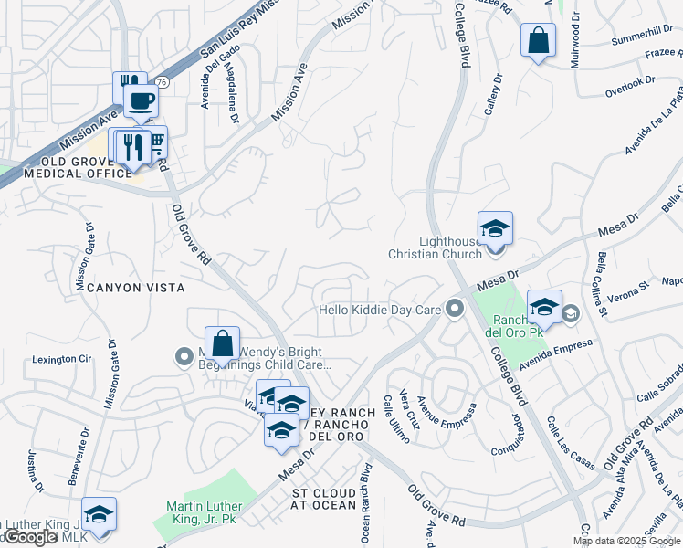 map of restaurants, bars, coffee shops, grocery stores, and more near 4483 Albatross Way in Oceanside