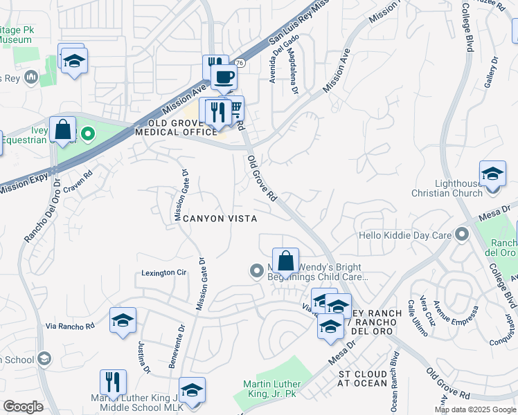 map of restaurants, bars, coffee shops, grocery stores, and more near 4276 Black Duck Way in Oceanside
