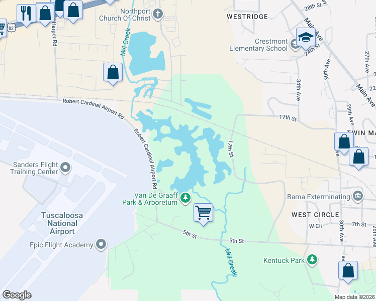map of restaurants, bars, coffee shops, grocery stores, and more near 7231 Robert Cardinal Airport Road in Northport