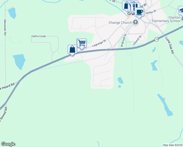 map of restaurants, bars, coffee shops, grocery stores, and more near 40 Canterbury Drive in Grantville