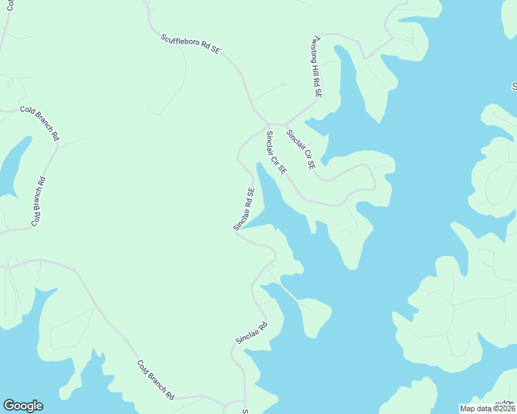 map of restaurants, bars, coffee shops, grocery stores, and more near 354 Sinclair Road Southeast in Eatonton