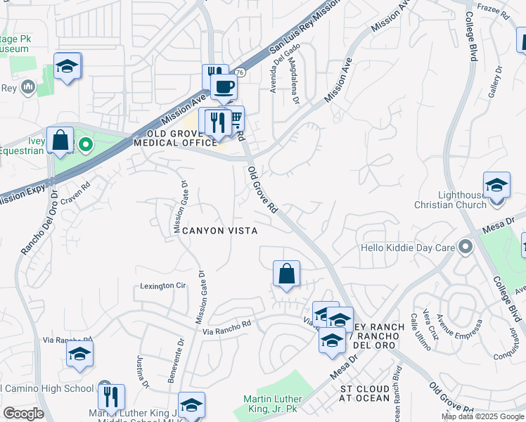 map of restaurants, bars, coffee shops, grocery stores, and more near 4322 Auklet Way in Oceanside