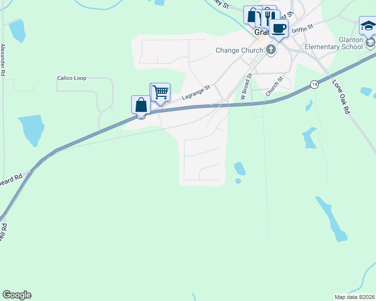 map of restaurants, bars, coffee shops, grocery stores, and more near 40 Canterbury Drive in Grantville