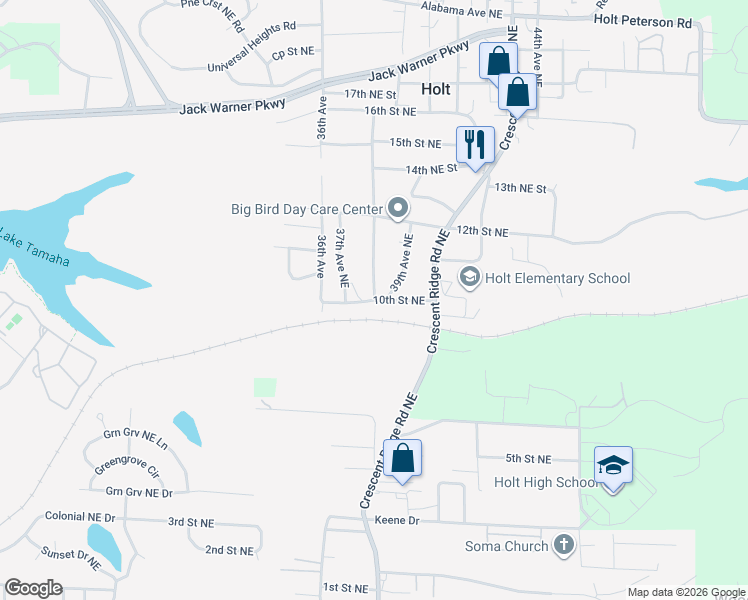 map of restaurants, bars, coffee shops, grocery stores, and more near 10th Street Northeast in Tuscaloosa