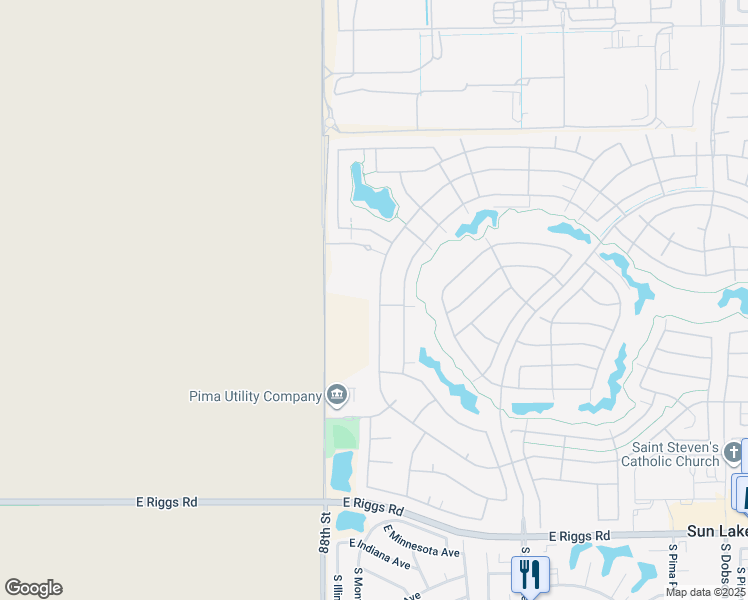 map of restaurants, bars, coffee shops, grocery stores, and more near 24212 South Starcrest Drive in Sun Lakes