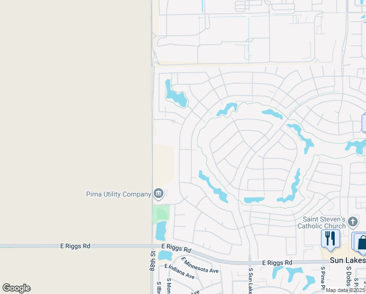 map of restaurants, bars, coffee shops, grocery stores, and more near 24212 South Starcrest Drive in Sun Lakes