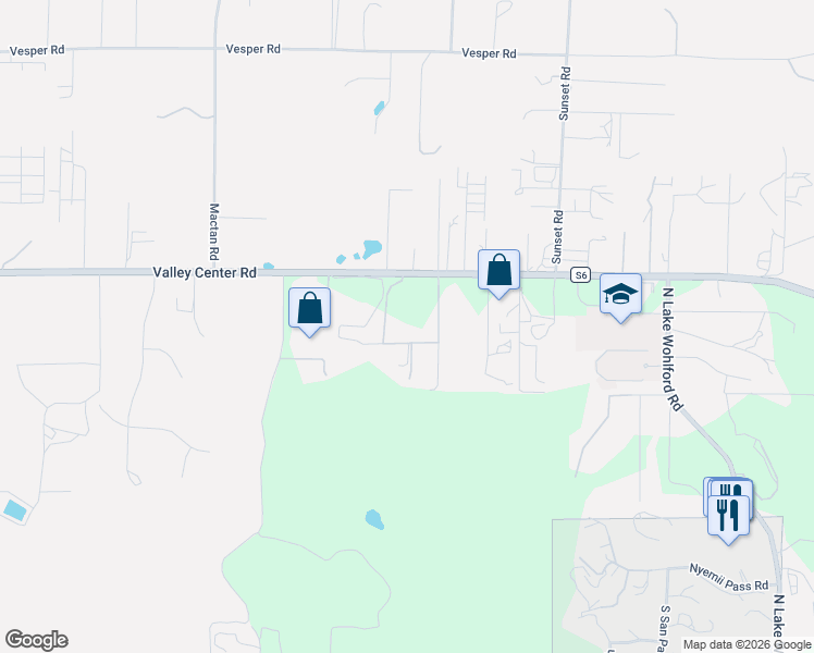 map of restaurants, bars, coffee shops, grocery stores, and more near 30812 Hilltop View court in Valley Center