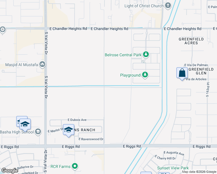 map of restaurants, bars, coffee shops, grocery stores, and more near 15982 East Cloud Drive in Gilbert