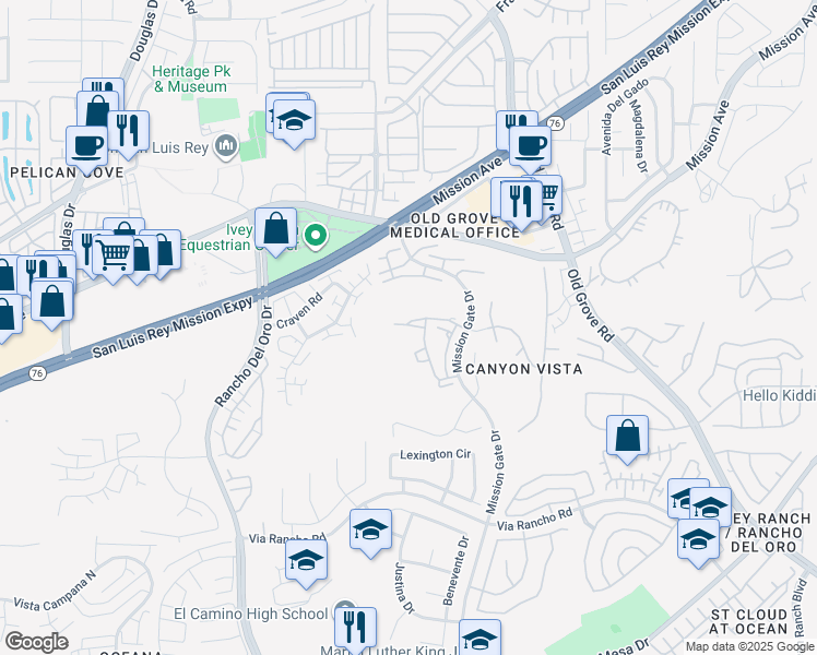map of restaurants, bars, coffee shops, grocery stores, and more near in Oceanside