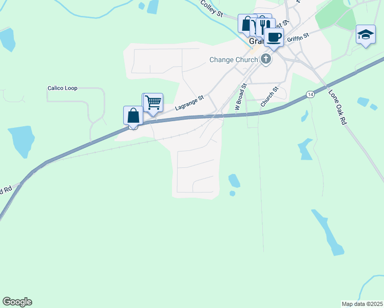 map of restaurants, bars, coffee shops, grocery stores, and more near 30 Canterbury Drive in Grantville