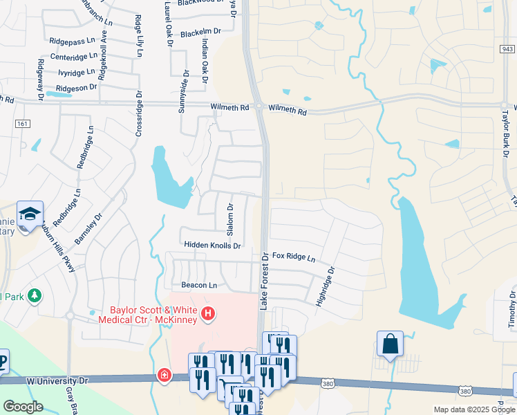 map of restaurants, bars, coffee shops, grocery stores, and more near 2387 Farm to Market Road 1461 in McKinney