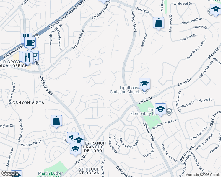 map of restaurants, bars, coffee shops, grocery stores, and more near 1244 Masterpiece Drive in Oceanside