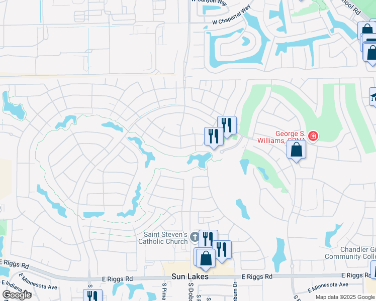 map of restaurants, bars, coffee shops, grocery stores, and more near 9545 East Sunridge Drive in Sun Lakes