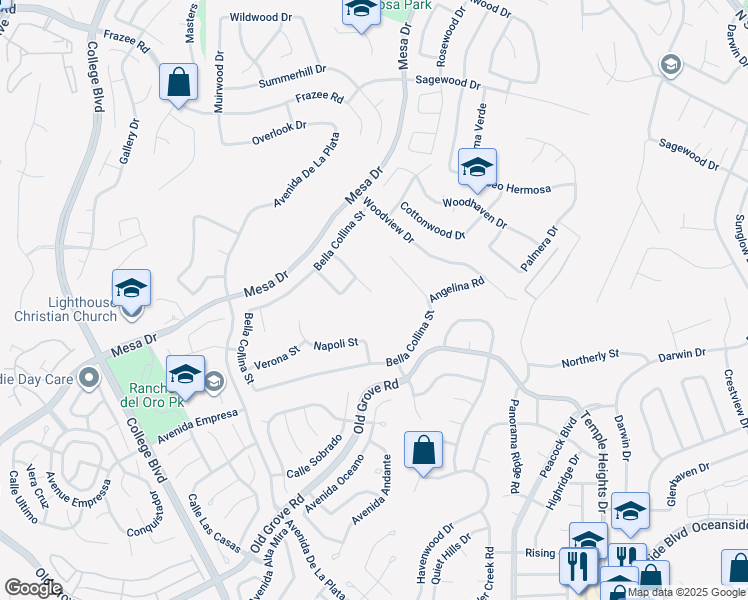 map of restaurants, bars, coffee shops, grocery stores, and more near 1243 Salerno Court in Oceanside