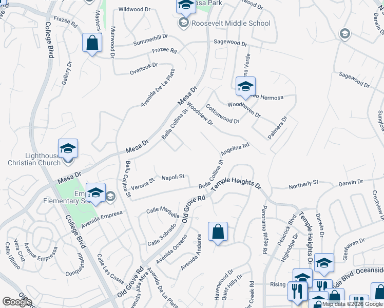 map of restaurants, bars, coffee shops, grocery stores, and more near 1243 Salerno Court in Oceanside