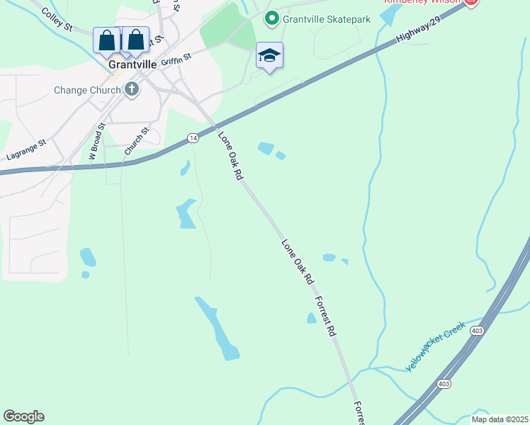 map of restaurants, bars, coffee shops, grocery stores, and more near Lone Oak Road in Grantville