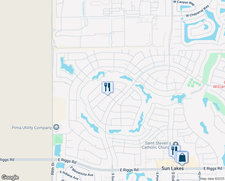 map of restaurants, bars, coffee shops, grocery stores, and more near 24128 South Briarcrest Drive in Sun Lakes