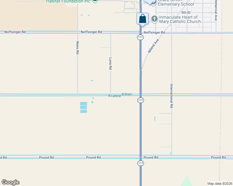 map of restaurants, bars, coffee shops, grocery stores, and more near 7905 Luna Road in Calipatria